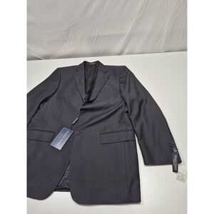 Roberto Zanieri Suit Jacket Mens 42L Black Wool Silk Herringbone Italy NWT